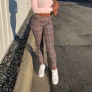Plaid tight fit leggings